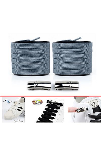 AiryFooT 100 Cm Magnetic Gray Elastic Laces - Shoelaces