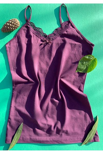 VicTroy Cotton 4-Piece String Strap Burgundy, Ecru, Purple and Black Color Lace Women's Athlete 60F37