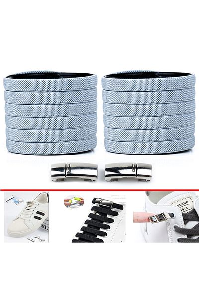 AiryFooT Light Gray Elastic Laces - 100 Cm Magnetic Shoelaces