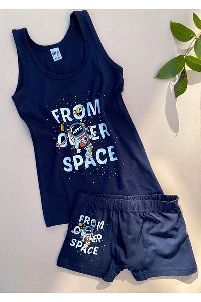 Freya Boutique Set 2 piese pentru băieți, albastru și bleumarin, cu imprimeu variabil, pantaloni scurți pentru atleti Vic-troy 10f22