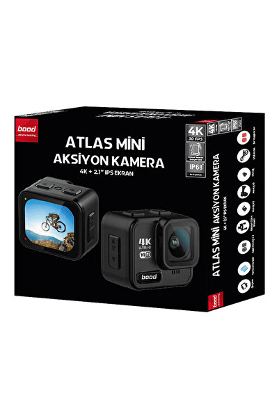 Bood Atlas 4K WiFi Çift Ekranlı Mini Aksiyon Kamera