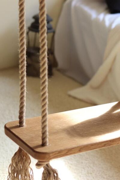 Alyones Doğal Dayanıklı Halatlı Ahşap Salıncak Ev Bahçe