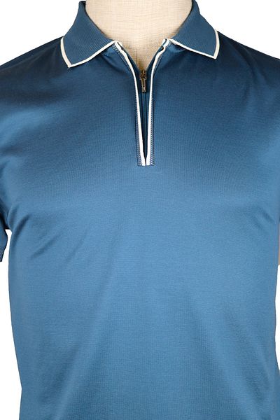 Nehir 241700207   Petrol Colored Zippered P. Collar T-Shirt