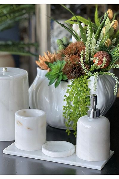 ege gross Decorative White Marble Bathroom Set Set of 43