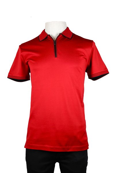 Nehir 241700207   Claret Red Zippered P. Collar T-Shirt