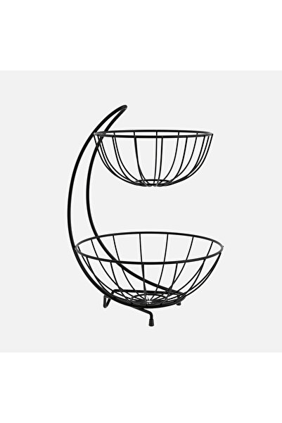 Genel Markalar İki Katlı Meyve Sepeti Siyah