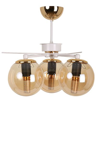 MŞ Aydınlatma Triangle White Gold 3 Honey Glass Chandelier