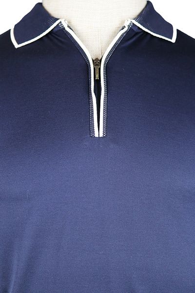 Nehir 241700207   Zippered P.Neck Tshirt Navy Blue