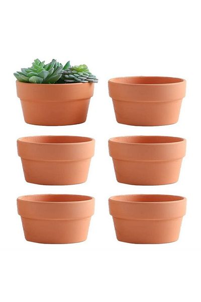 Choice S 6 Pcs Terracotta Buld Pots 3.5"x2.2" Flower Pots Clay Pottery Planter With Drainage Hole Cactus S.