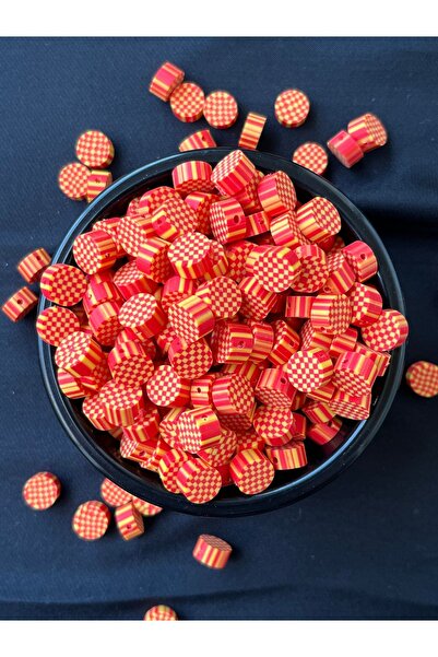 Bijumix Aksesuar 25 Adet 10 mm Taraftar Figürlü Polimer kil Fimo Boncuk Bilek...