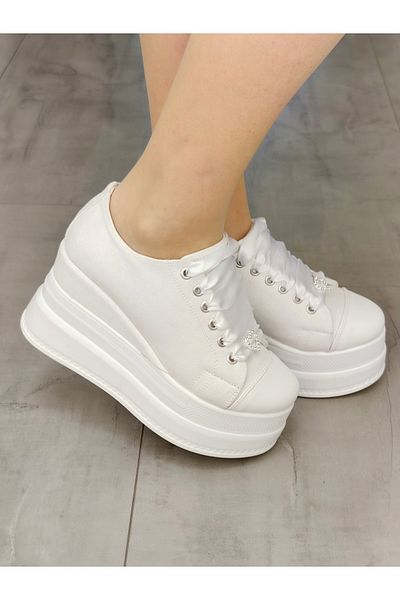 Ayakkabı Tutkusu Stilo ® High Heeled White Bridal Wedge - 9cm Extreme Comfortable Shoes