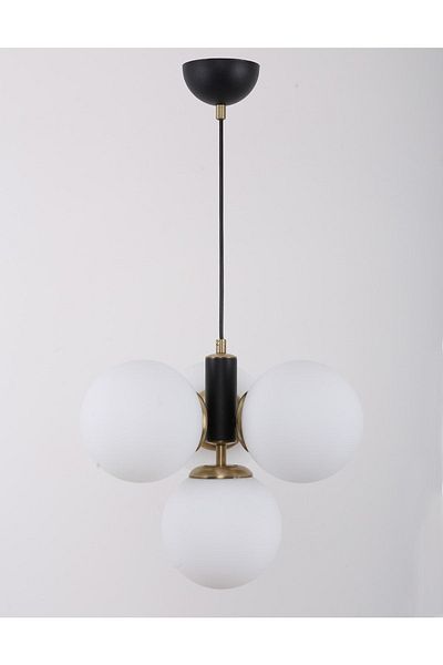 MŞ Aydınlatma Hector 4-Piece Black Antique White Glass Chandelier