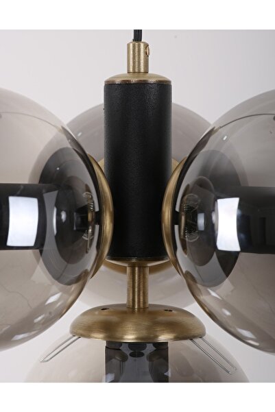 MŞ Aydınlatma Hector 4'lü Siyah Eskitme Füme Camlı Avize