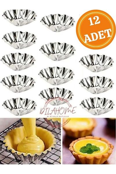 DİLAHOME 12 Pieces Dilahome Stainless Mini Cake Mold, Cupcake, Tart, Tartolet, Brownie, Topcakes, Muffin Mold
