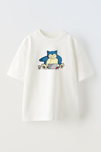 NMG TEKSTİL تي شيرت أبيض كبير الحجم من القطن - تي شيرت مطبوع عليه بوكيمون الف...