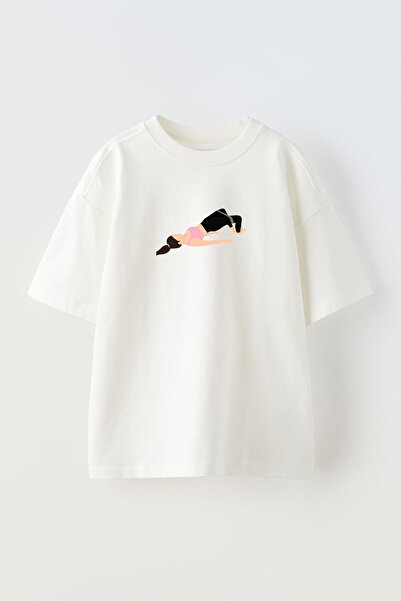 NMG TEKSTİL تي شيرت رياضي نسائي أبيض كبير الحجم للجمباز