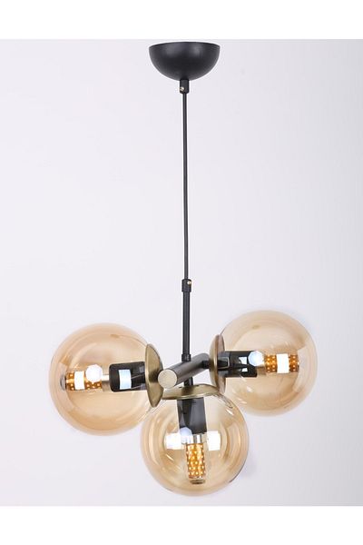MŞ Aydınlatma Necklace Black Antique Honey Glass Chandelier