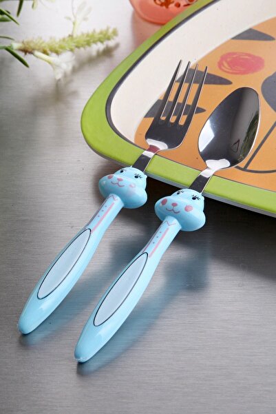 Baroness طقم ملاعق شوكة طعام فاخرة من الفولاذ باللون الأزرق