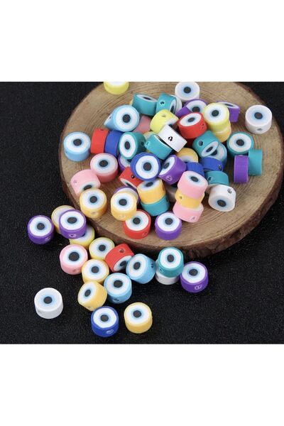 Bijumix Aksesuar 25 Adet 10mm Polimer Kil Fimo Karışık Renkli Nazar Boncuk Fi...