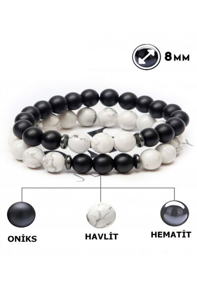 Kusakli سوار من الحجر الطبيعي المهدئ للطاقة والتوازن (مات أونيكس-هافليت-هيماتيت)