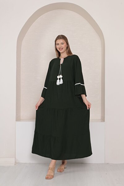 mervemoda فستان نسائي منسوج مقاس كبير