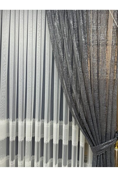 Suradesign Pileli Bağlamalı Tül Fon Perde - Takım 2 Adet