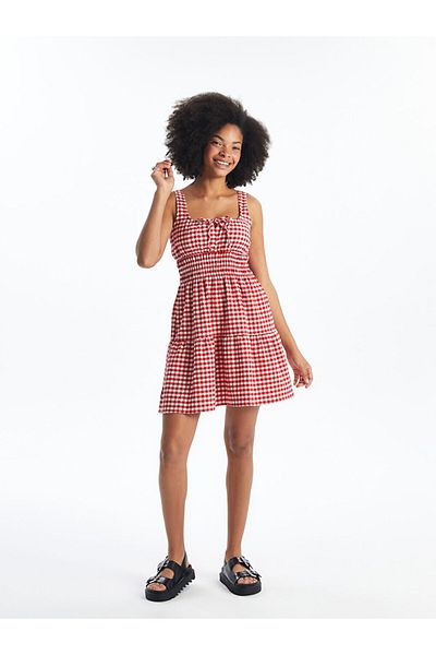 LC Waikiki LCW Plaid Patterned Women's Dress with U Collar