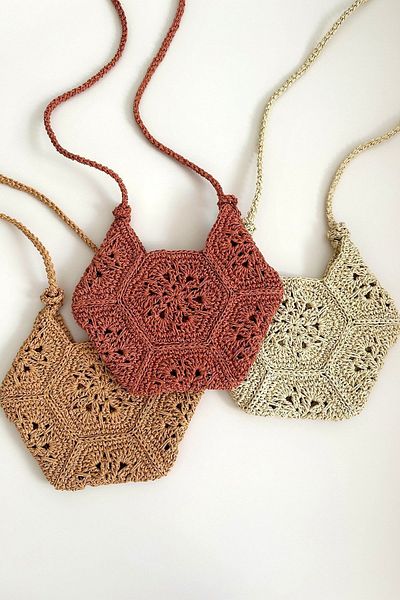 BECCASTYLE Brick Color Straw Crossbody Bag - Summer and Knitted Bag, Special Design