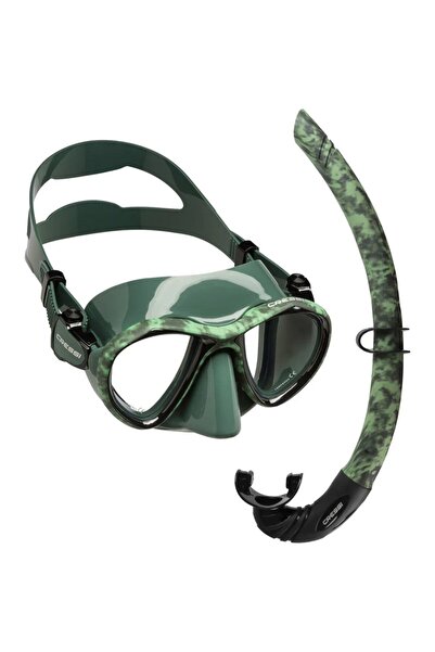 Cressi Metis-Corsica Yetişkin Maske Şnorkel Seti Yeşil Kamuflaj