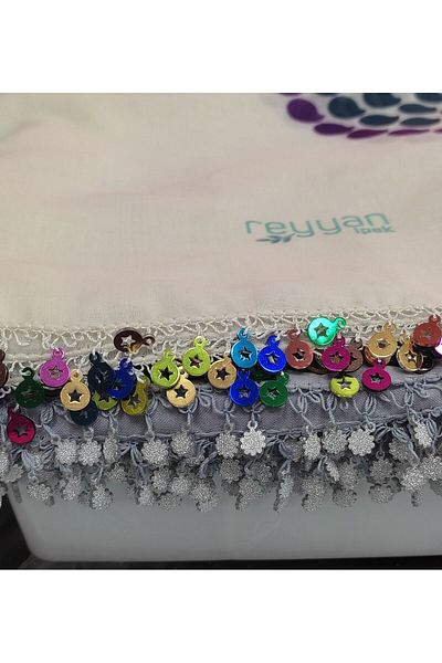 Kevser nur tuhafiye Sequin Needle Tulbent - Embroidered Design