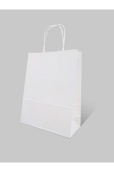 krafttürk ambalaj White Kraft Bag 19x8x24 (50 Pieces) (Paper Bag)