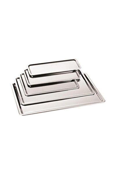 abnturk Paslanmaz Çelik Servis Sunum Tepsisi 33x18cm Pastane Tepsi Yaşam Boyu...