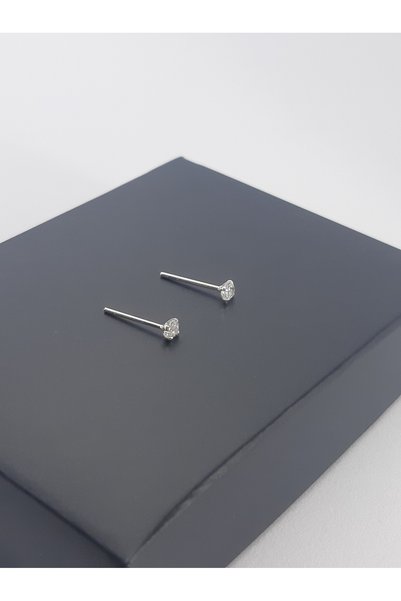 Set 925 Ayar Gümüş (2 Adet) Zirkon Taşlı 3 mm Yuvarlak Küpe