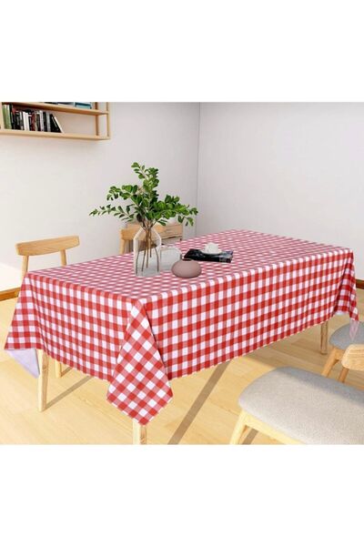 Sfr Home by FİSKOS PVC Oilcloth Tablecloth Red Plaid Pattern
