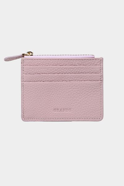 Grande 3603 Genuine Leather Coin Compartment Zippered Women's Men's Wallet Card Holder Lilac