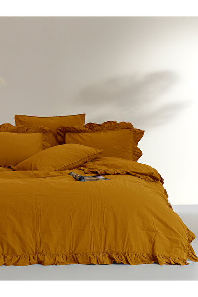 BED LİNE Set cuvertură de pilota dublu, muștar, spălat cu piatră - Linie de p...