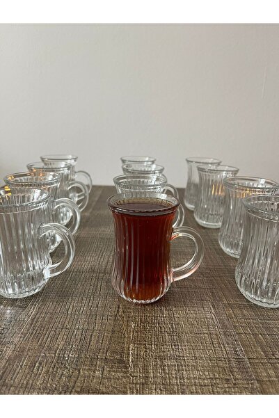 DİBA AVM 12 pieces of Glass Tea Cup with Handle Tea Cup with Handle Tea Cup with Handle 12 pieces 130 ml