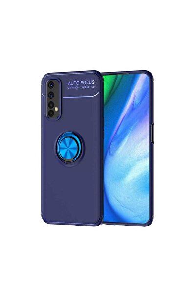 halkhouse Realme 7 Uyumlu Kılıf Auto Focus Yüzüklü Standlı Ravel Silikon Kapak