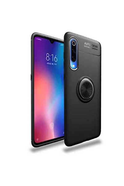 halkhouse Xiaomi Mi 9 SE Uyumlu Kılıf Auto Focus Yüzüklü Standlı Ravel Silikon Kapak