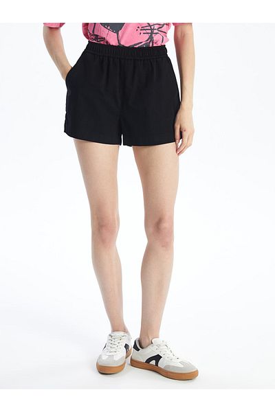 LC Waikiki Pantaloni scurți de damă cu aspect de in cu talie elastică