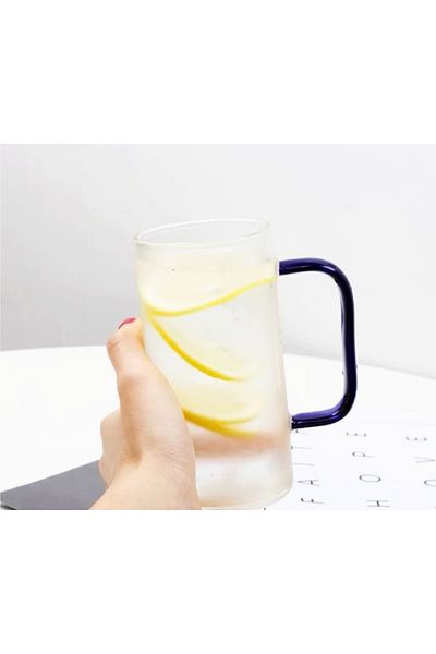 DİBA AVM 4 Pieces Brosilikat Glass Mug 400 Ml Heat Resistant 4-Piece Glass Cup with Handle
