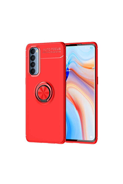 halkhouse Oppo Reno 4 Pro 4G Uyumlu Kılıf Auto Focus Yüzüklü Standlı Ravel Silikon Kapak