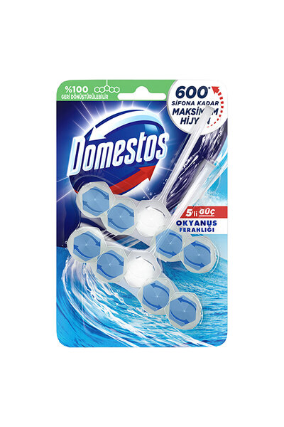 Domestos WC Blok 5'li Güç Tuvalet Bloğu Okyanus Ferahlığı Maksimum Hijyen 100 gr