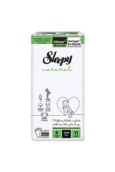 Sleepy Natural Kompakt 6 Beden XL Bebek Bezi 11'li