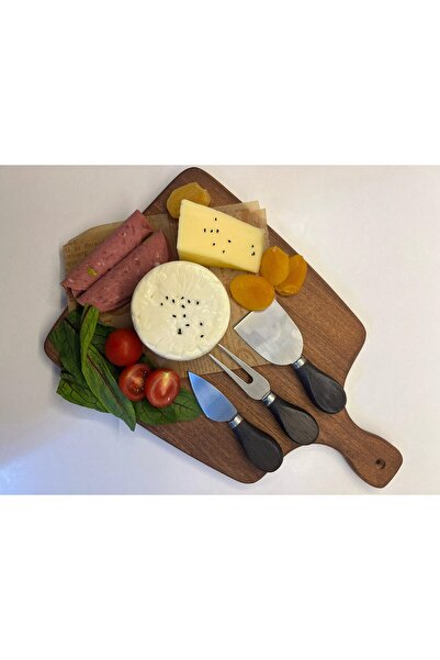 HBS Art Design Wooden Beech Wood Cheese Presentation Board Dark Color with Knife