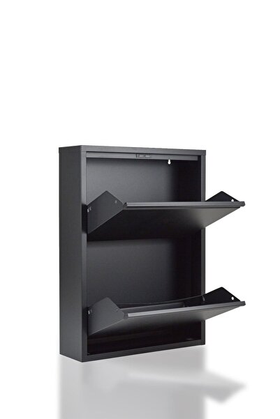 Moemi Metal Ayakkabalık 2'li Siyah Ayakkabılık