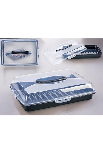 biedda Dikdörtgen Kilitli Pasta Börek Tatlı Borcam Taşıma Ve Saklama Kabı