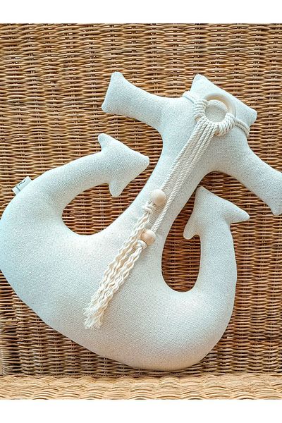 O&G Collection Çıpa / Gemici 100% Cotton Ecru Decorative Throw Pillow / Home Decoration / Pillow / Summer / Beach / Sea
