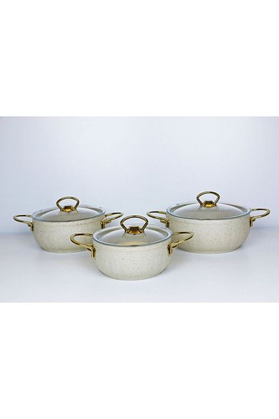 Evita Eco Gold Granite 6 Piece Mini Casserole Set Ivory