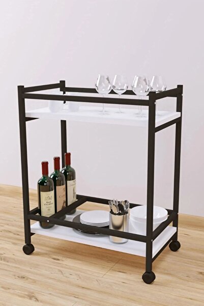 Genel Markalar Servis Sunum Arabası Ev Tipi Iki Katlı Şişe Bölmeli Servant Bar Cart